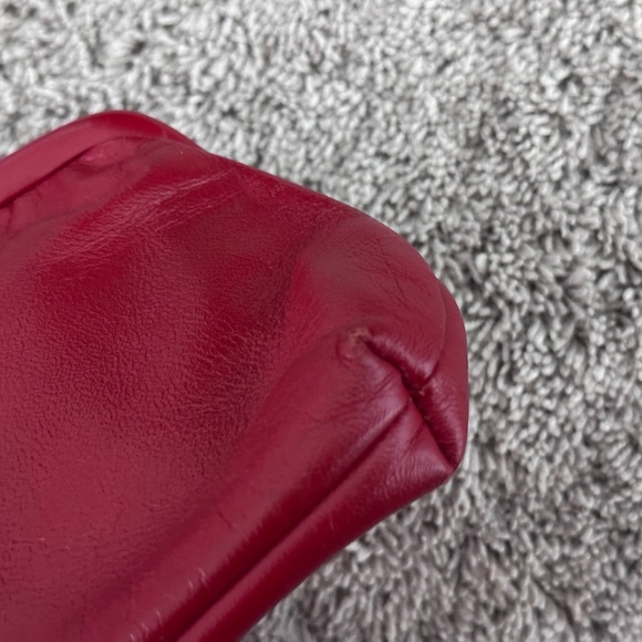 Vtg Leather? Red hand bag evening bag. - Picture 7 of 9